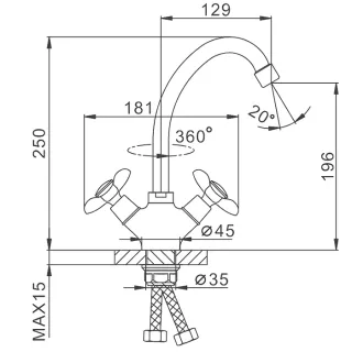 Смеситель для кухни Frap F41731-B хром